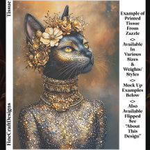 Regal Black Cat i Guld Porträtt EB3R Decoupage