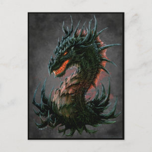 Regal Black Dragon Head - Fullt Färg Vykort