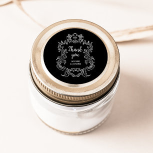 Regal Black Vintage Baroque Ram Bröllop Runt Klistermärke