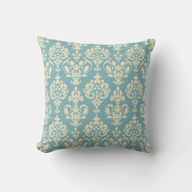 Regal Blue Damask Princesscore Kudde (Framsida)