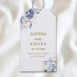 Regal Blue & White Wedding Invitation with Gold  Presentetikett