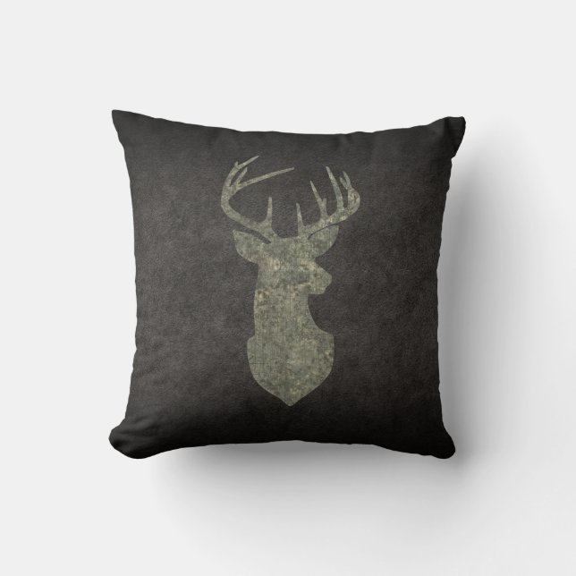 Regal Buck Trophy Hjort Silhouette i Camouflage Kudde (Framsida)
