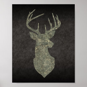 Regal Buck Trophy Hjort Silhouette i Camouflage Poster