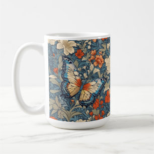 Regal Butterfly Amidst William Morris Blommigt Kaffemugg