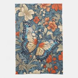 Regal Butterfly Amidst William Morris Blommigt Kökshandduk