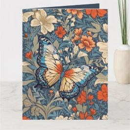 Regal Butterfly Amidst William Morris Blommigt Kort