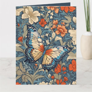 Regal Butterfly Amidst William Morris Blommigt Kort