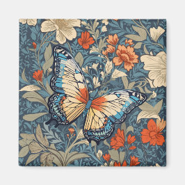 Regal Butterfly Amidst William Morris Blommigt Magnet