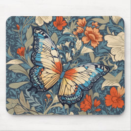 Regal Butterfly Amidst William Morris Blommigt Musmatta