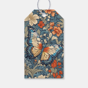 Regal Butterfly Amidst William Morris Blommigt Presentetikett