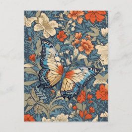 Regal Butterfly Amidst William Morris Blommigt Vykort