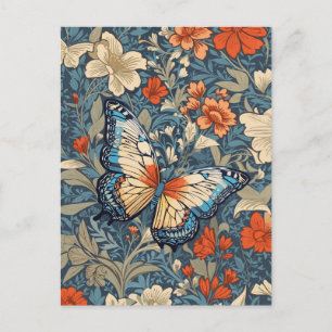 Regal Butterfly Amidst William Morris Blommigt Vykort
