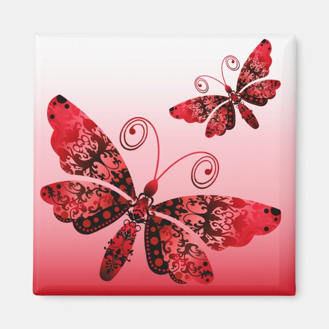 "Regal Butterfly" (röd) av Cheryl Daniels Magnet (Framsidan)