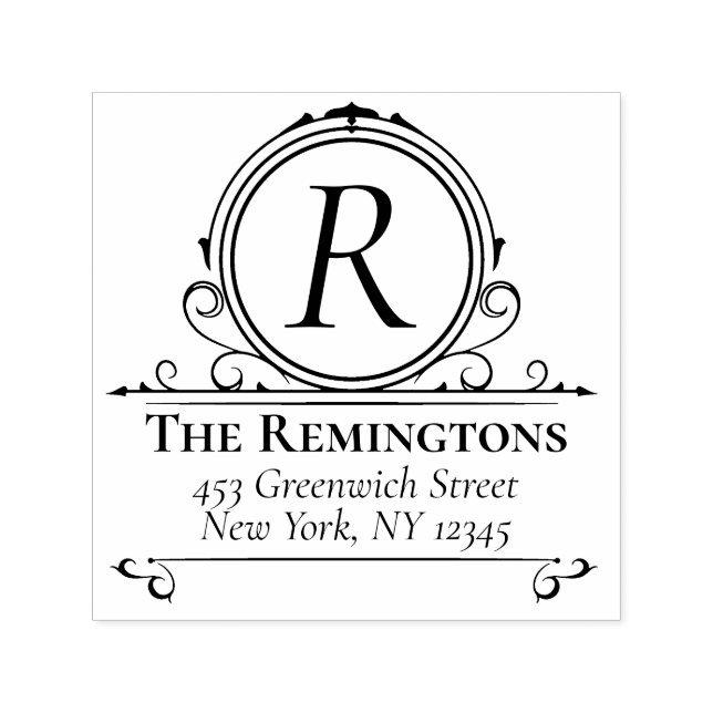 Regal Classic Elegant Rik Monogram Luxury Självfärgande Stämpel (Design)