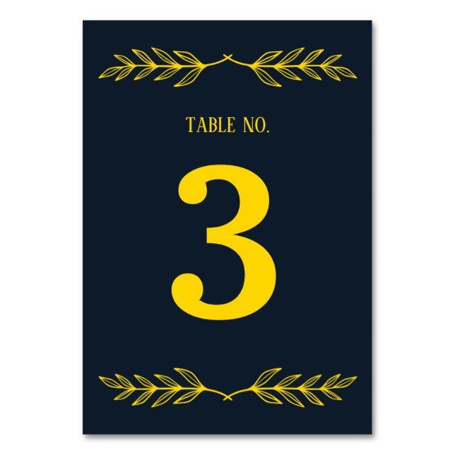 Regal Contrast Midnight Blue & Gold Floral Bordsnummer (Framsidan)