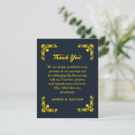 Regal Contrast Midnight Blue & Gold Floral Wedding Tack Kort