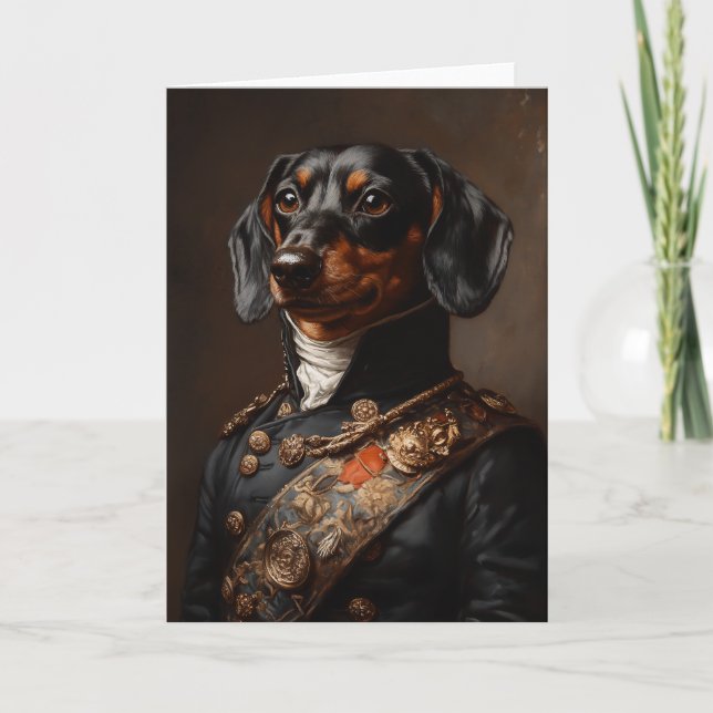 Regal Dachshund i Napoleonernas militära enhetliga Inbjudan (Framsida)