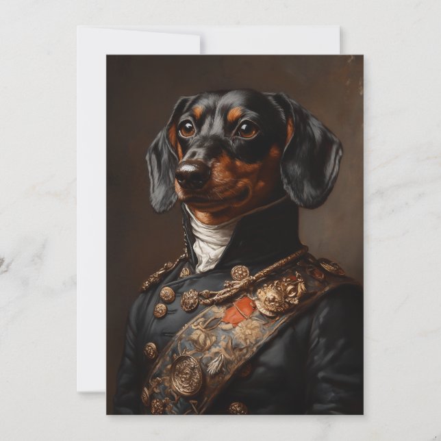 Regal Dachshund i Napoleonernas militära enhetliga Inbjudningar (Framsida)