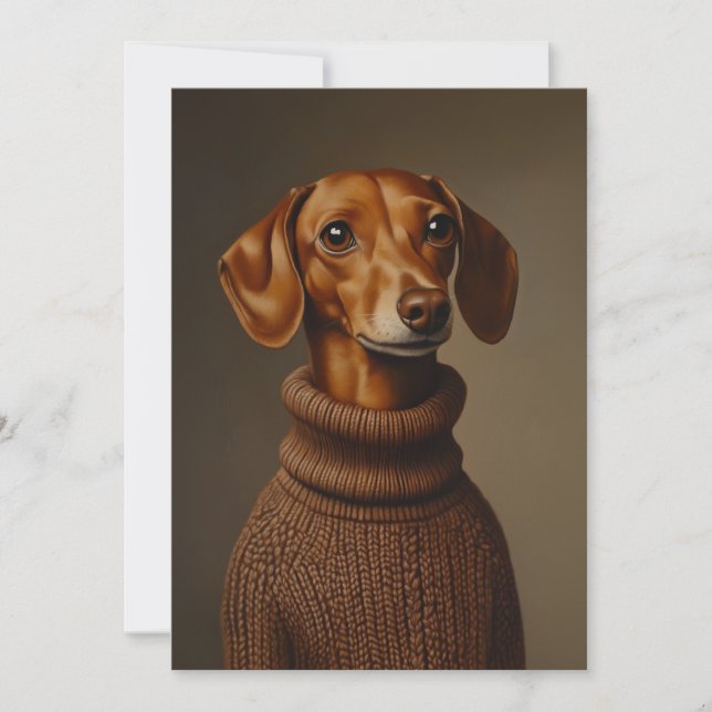 Regal Dachshund i Turtleneck Inbjudningar (Framsida)