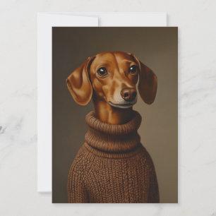 Regal Dachshund i Turtleneck Inbjudningar