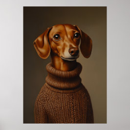 Regal Dachshund i Turtleneck Poster
