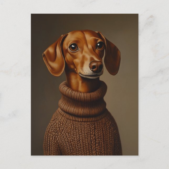 Regal Dachshund i Turtleneck Vykort (Framsida)