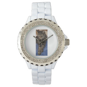 Regal Dave Women's Rhinestone White Enamel Watch Armbandsur