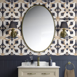 Regal Diamond Tiles - Navy and Guld - Traditional