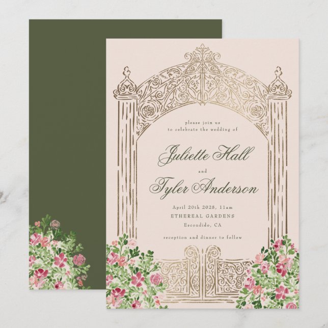Regal Doors Elegant Faux Foil Wedding Inbjudningar (Fram/baksida)