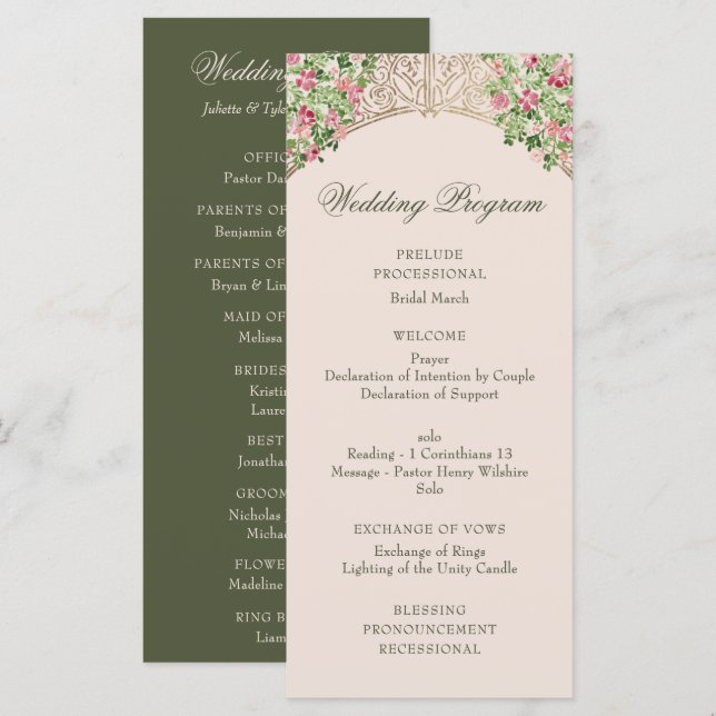 Regal Doors Elegant Faux Foil Wedding Program (Fram/baksida)