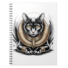 Regal Egyptian Black Cat Art Anteckningsbok