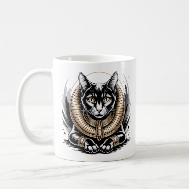 Regal Egyptian Black Cat Art Kaffemugg (Vänster)