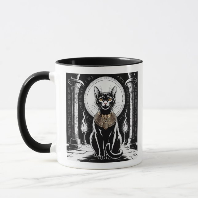 Regal Egyptian Black Cat Art Mugg (Vänster)