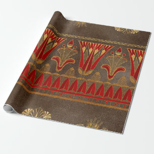 Regal egyptisk Blommigt och Geometric Guld-Red Mot Presentpapper