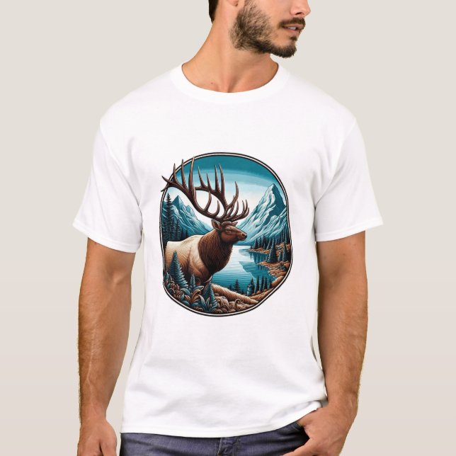 Regal Elk, Majestic Wildlife T Shirt (Framsida)