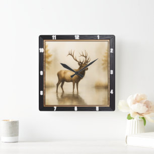 Regal Elk Misty Vatten Fyrkantig Klocka