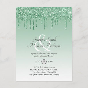 Regal GLITTER-drivmedel REHEARSAL DINNER Ampersand Vykort