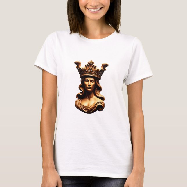 Regal Golden Queen Bust med Ornate Krona T Shirt (Framsida)