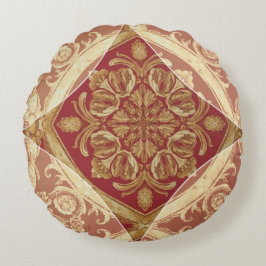 Regal Golden Red Ornate Decorative for Bed - Sofa Rund Kudde