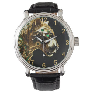 Regal Grace: Guld Jaguar med Emeralds Armbandsur