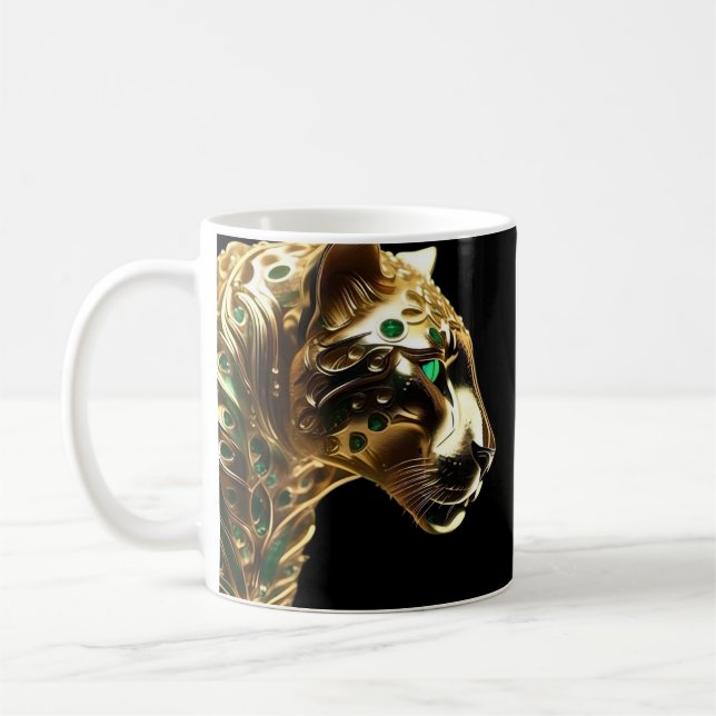 Regal Grace: Guld Jaguar med Emeralds Kaffemugg (Vänster)