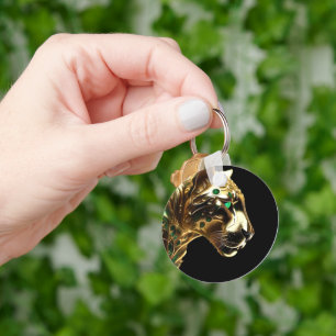 Regal Grace: Guld Jaguar med Emeralds Nyckelring