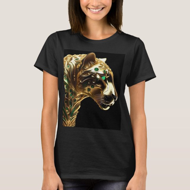 Regal Grace: Guld Jaguar med Emeralds T Shirt (Framsida)