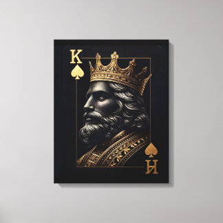 Regal Guld Kung of Spades Art Print Canvastryck