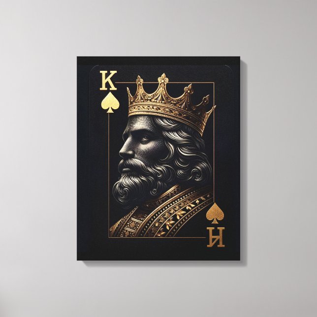 Regal Guld Kung of Spades Art Print Canvastryck (Framsida)