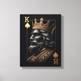Regal Guld Kung of Spades Art Print Canvastryck
