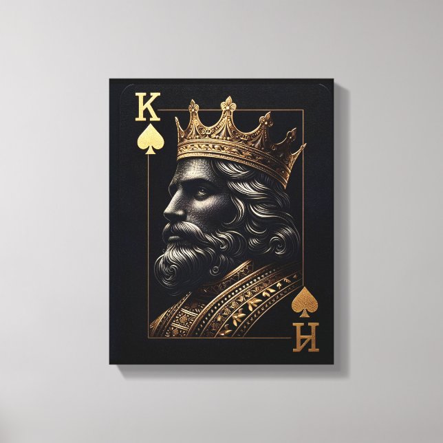 Regal Guld Kung of Spades Art Print Canvastryck (Framsida)