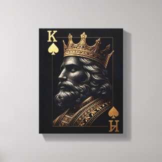 Regal Guld Kung of Spades Art Print Canvastryck