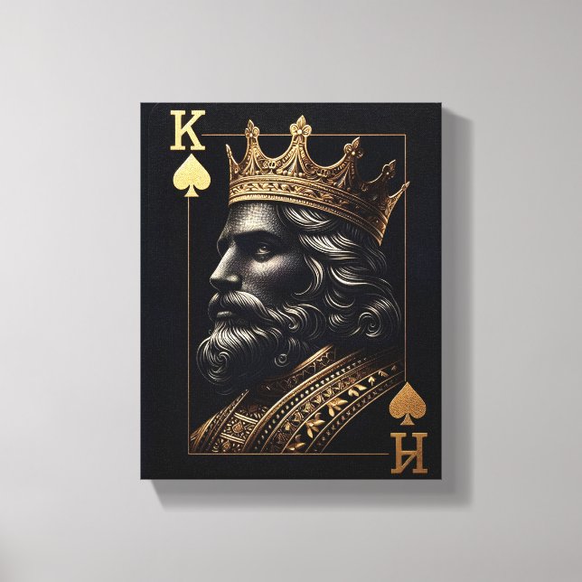 Regal Guld Kung of Spades Art Print Canvastryck (Framsida)