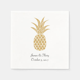 Regal Guld Pineapple Bröllop Cocktail Napkins Pappersservett